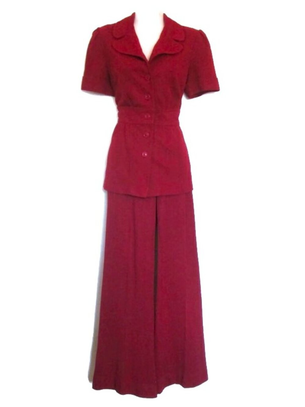 1970s vintage red pants suit size xs extra small disco flares